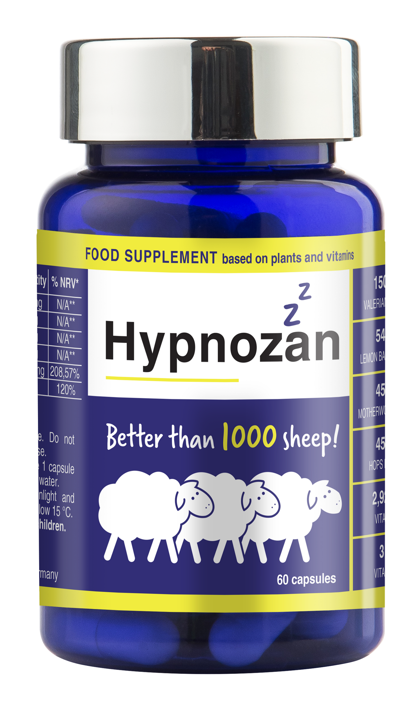 Hypnozan Capsules. Plant extracts for calm and quality sleep and good function of the nervous system. 60 capsules, 2 months.