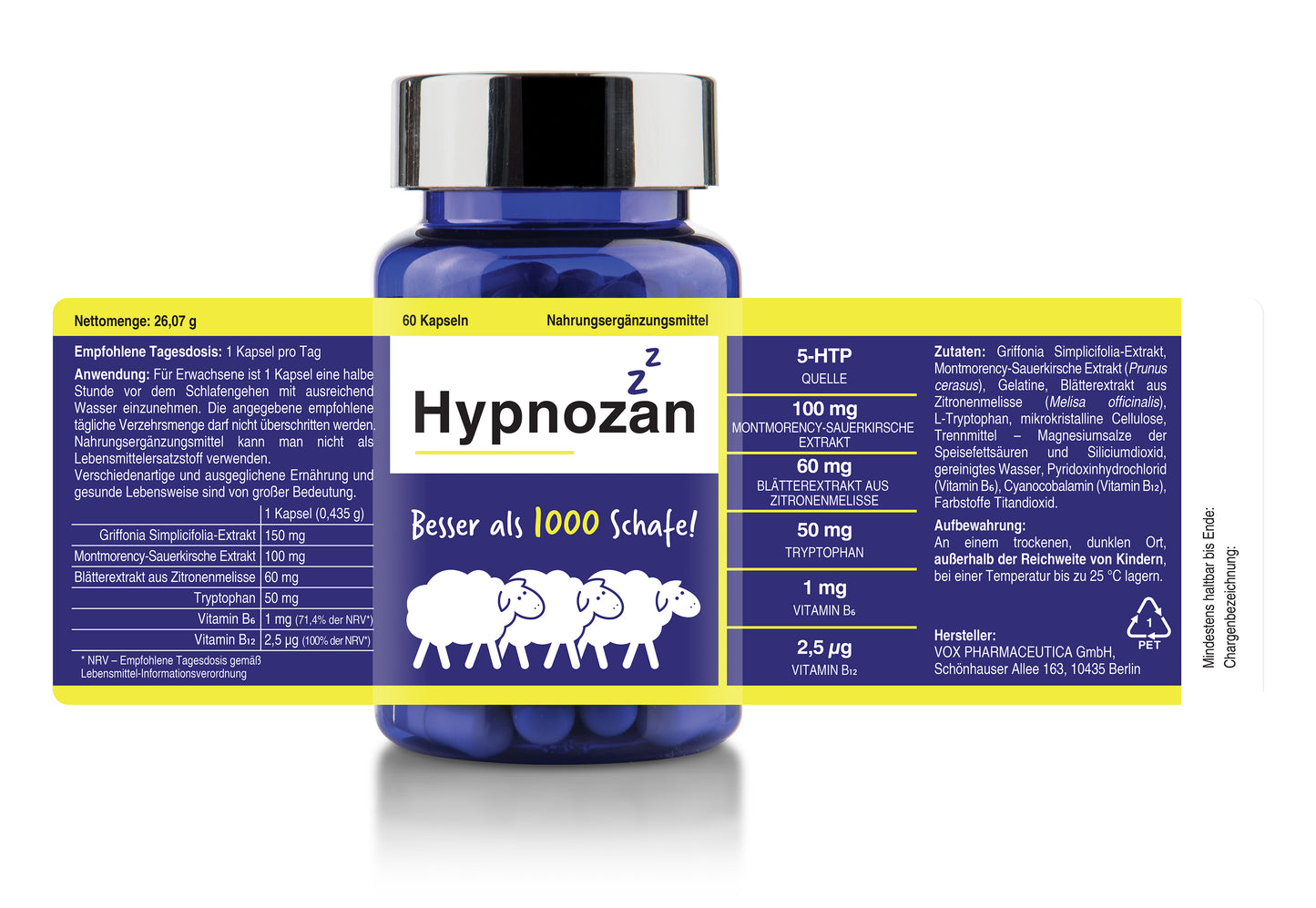 Hypnozan Capsules. Plant extracts for calm and quality sleep and good function of the nervous system. 60 capsules, 2 months.